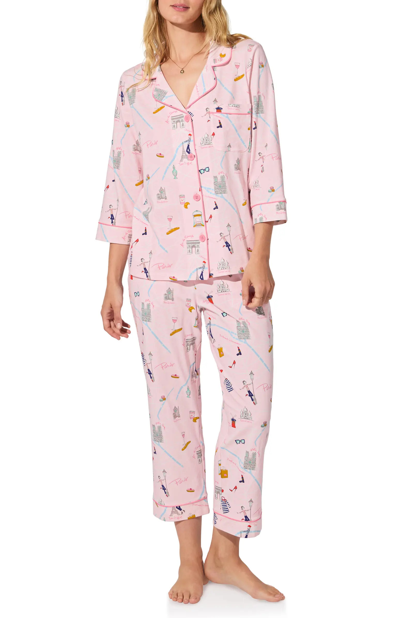 BedHead Pajamas Print Stretch Organic Cotton Crop Pajamas | Nordstrom | Nordstrom