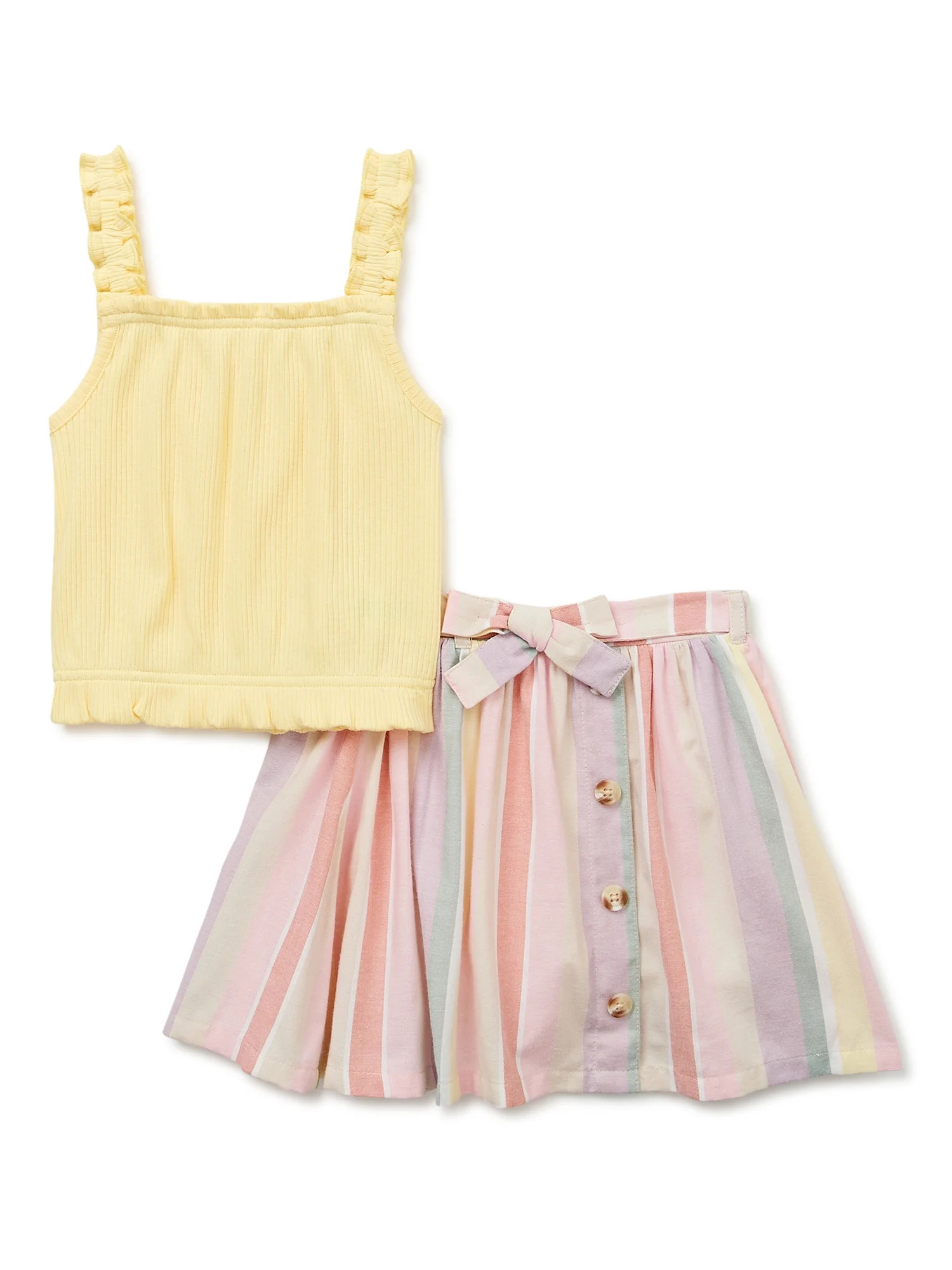 Wonder Nation Baby and Toddler Girls Skirt Set, 2-Piece, Sizes 12M-5T | Walmart (US)