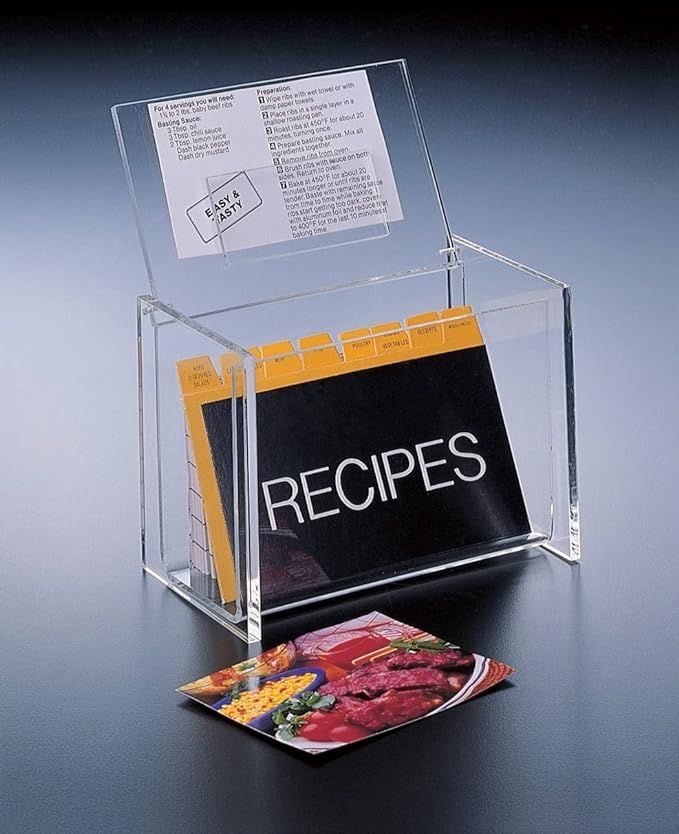 Recipe Box Lid Display 4 x 6 Cards (W/Cards) Acrylic | Amazon (US)