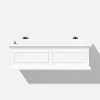 Brixton Series 36 in. White Plastic Window Box Railing Planter | The Home Depot