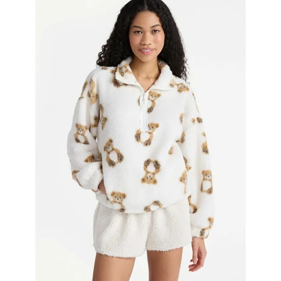 No Boundaries Plush Half-Zip Pullover, Women's and Plus | Walmart (US)