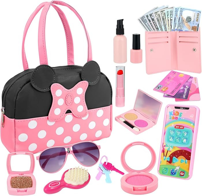 Pretend Play Purse for Little Girls, Toddler Purse with Pretend Makeup Toys for Toddlers, Princes... | Amazon (US)