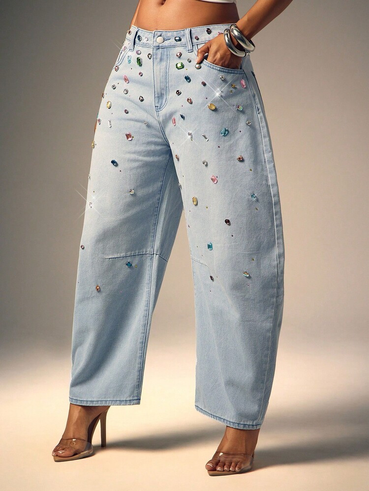 Denimoi Women's Casual Button Curved Denim Jeans, Suitable For Everyday Wear | SHEIN