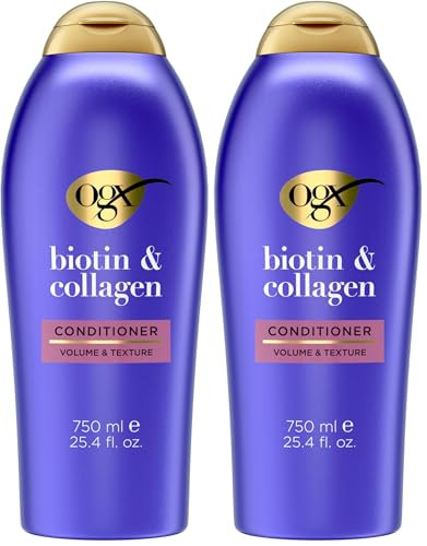 OGX Thick & Full + Biotin & Collagen Volumizing Conditioner, Nutrient-Infused Conditioner + Vitamin B7 Biotin Gives Hair Volume & Body for 72+ Hours, Sulfate-Free Surfactants, 25.4 fl. oz (Pack of 2) | Amazon (US)