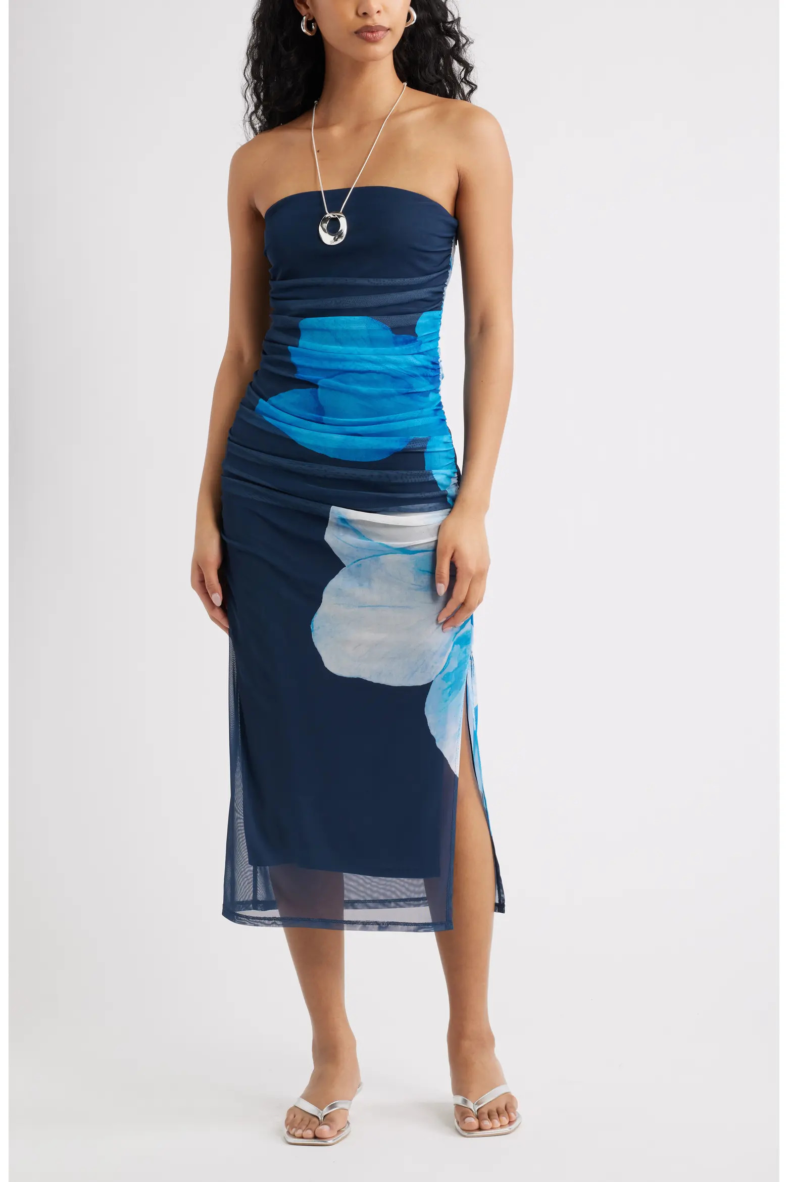 Ruched Strapless Mesh Dress (Women) | Nordstrom | Nordstrom