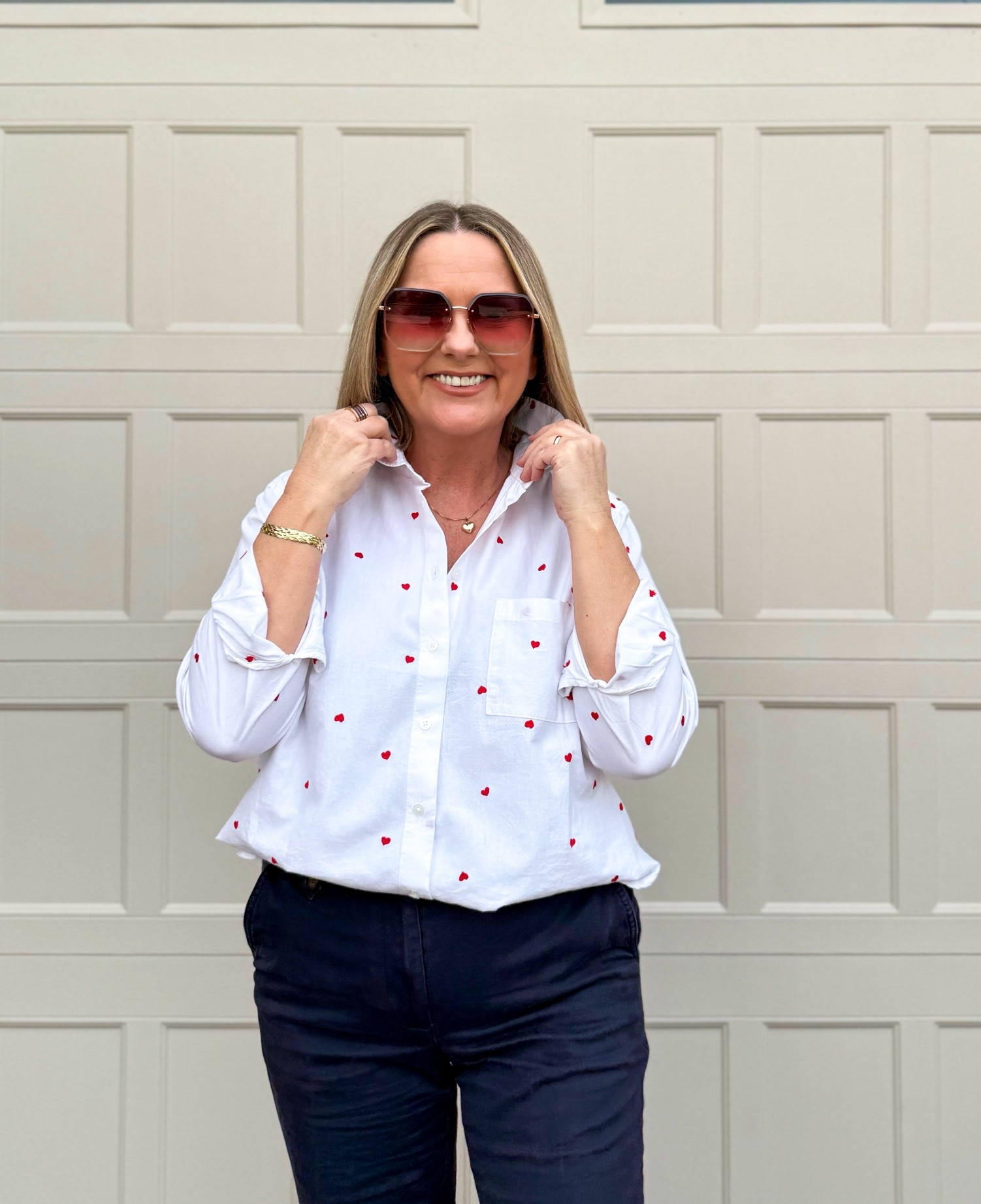 Valentines Day is just around the corner. 
Heart embroidered white shirt and classic pants.



#LTKOver40 #LTKValentine