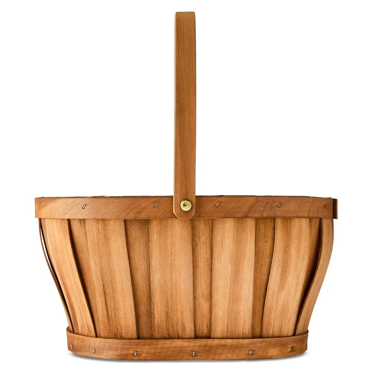 Oval Woodchip Basket, Brown, 12" x 6", Easter by Way To Celebrate | Walmart (US)