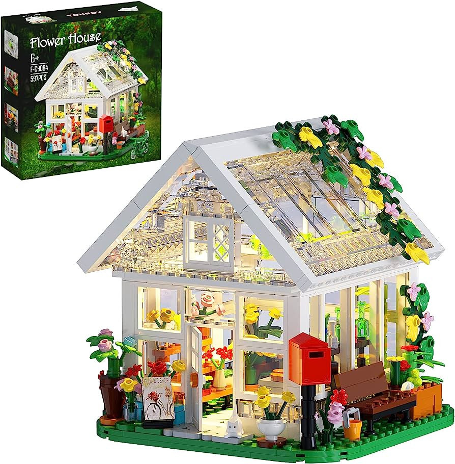 Flower House Building Set, Garden House Building Toy with LED Light, Creative Building Playset, B... | Amazon (US)