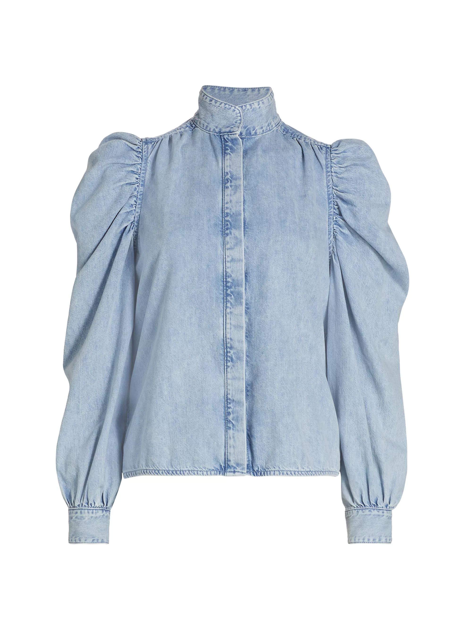 Gillian Denim Puff-Sleeve Shirt | Saks Fifth Avenue