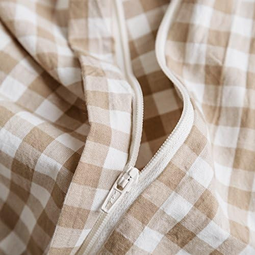 SUSYBAO 3 Pieces Duvet Cover Set 100% Washed Cotton Bedding Set Queen Size Gingham Checkered Print T | Amazon (US)