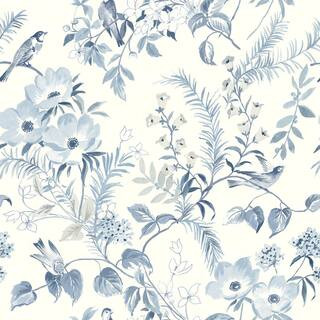 Chesapeake Frederique Blue Floral Wallpaper Sample 4072-70004SAM - The Home Depot | The Home Depot