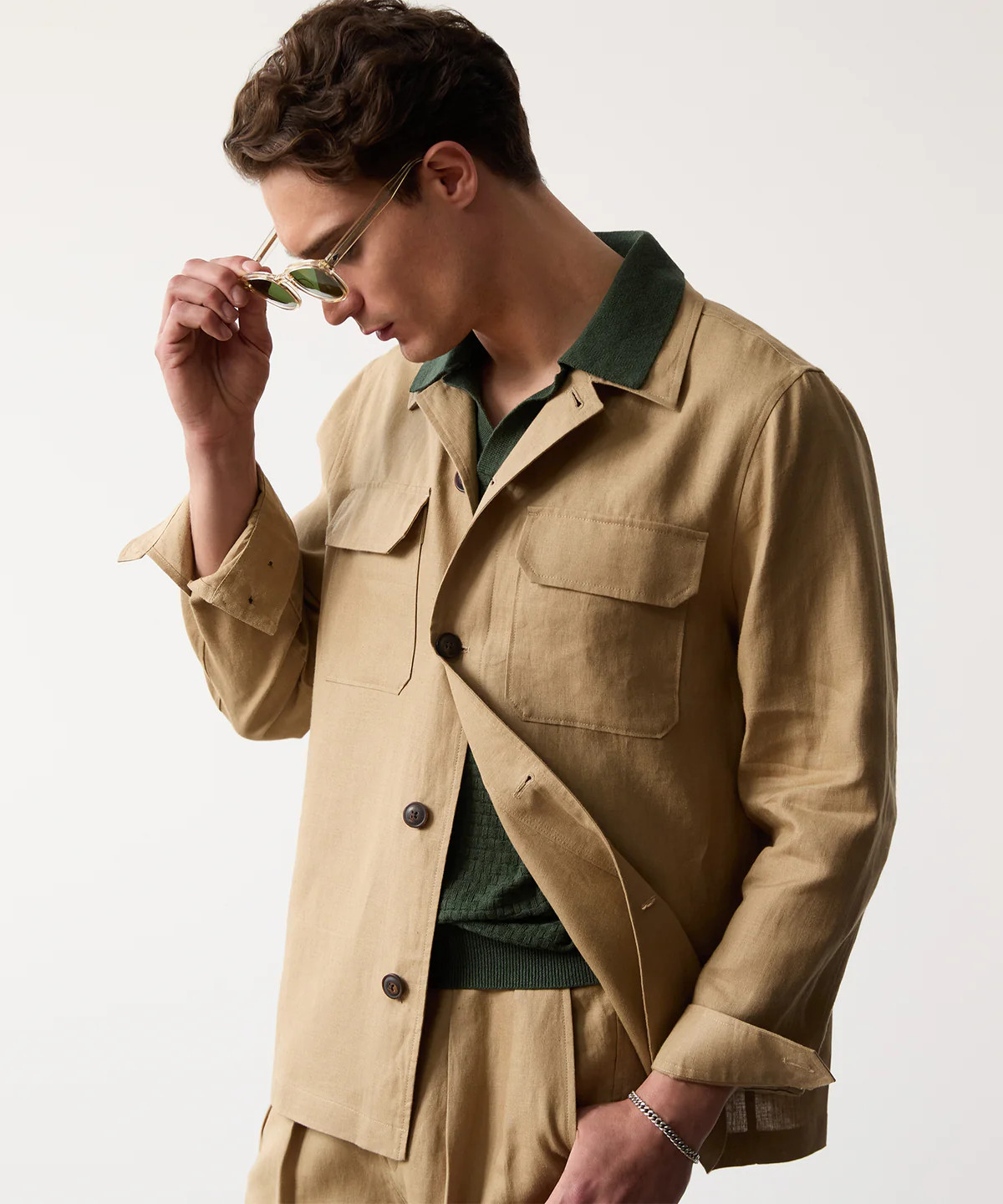 Linen Two-Pocket Overshirt in Pine Cone | Todd Snyder