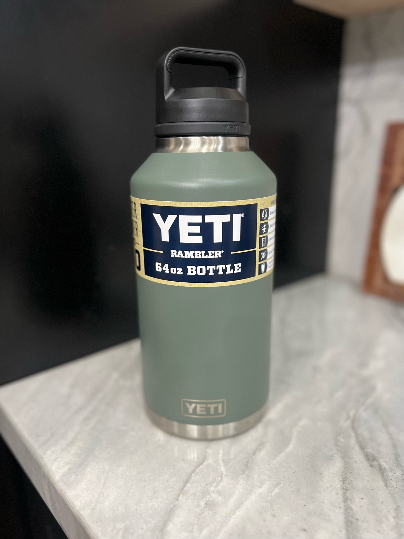 Yeti Rambler 64 oz Bottle Chug Camp Green