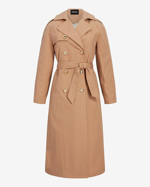 Nylon Sherpa-Lined Novelty Button Belted Trench Coat | Express