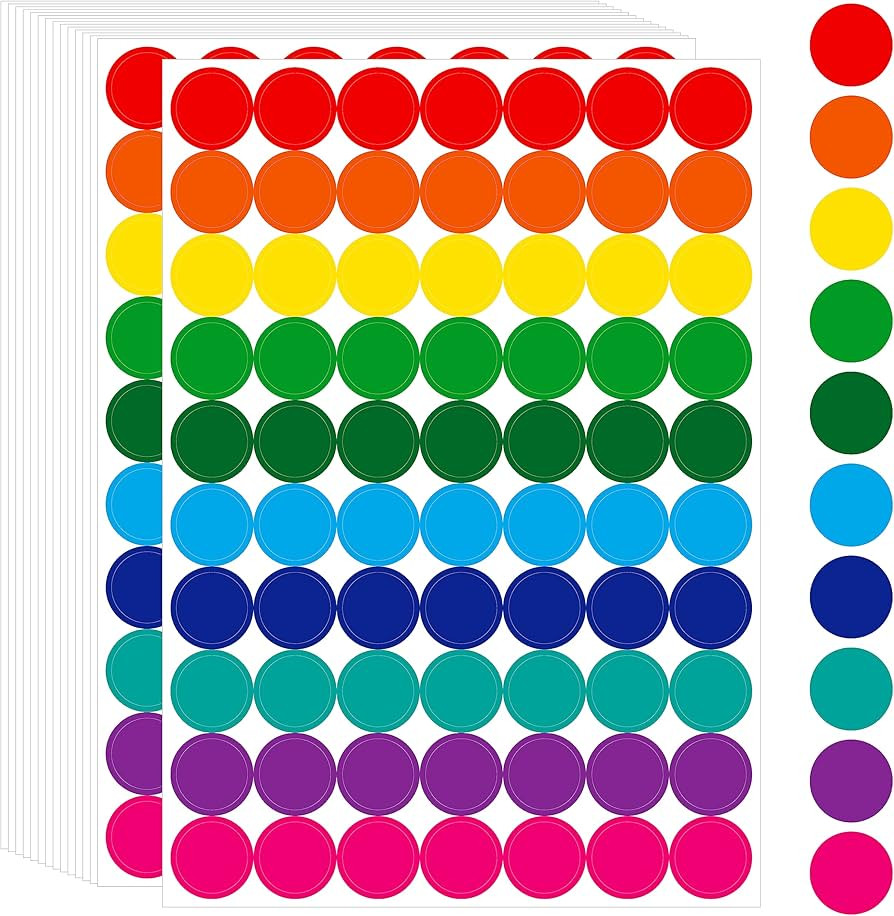 1050 PCS Colored Dot Sticker, 10 Bright Color Round Polka Circle Labels for Warehouse, Retail, Ho... | Amazon (CA)