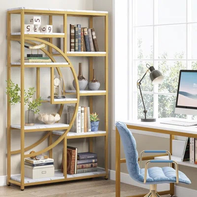 Bookshelf Industrial 5 Tier Etagere Bookcase Freestanding Tall Bookshelves Display Shelf Storage Organizer With 9-Open Storage Shelf | Wayfair North America