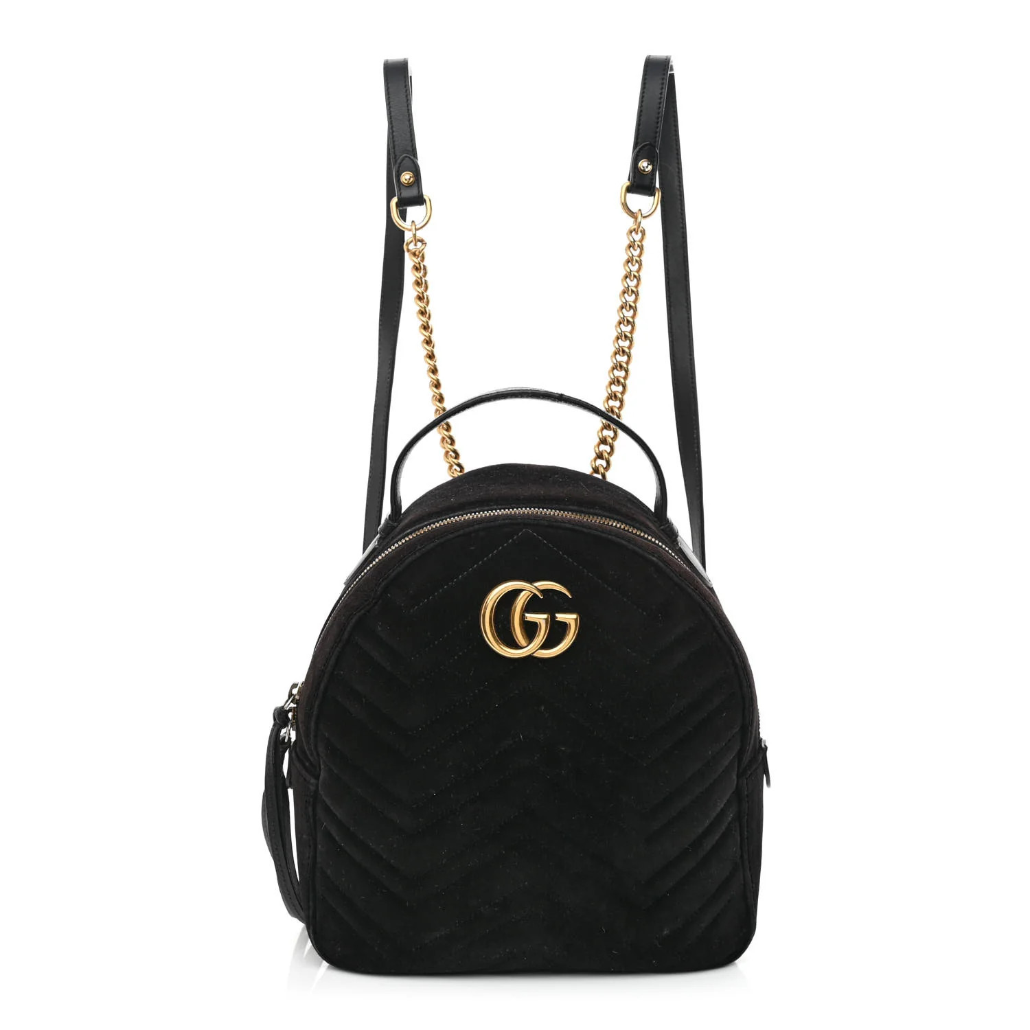 Velvet Matelasse GG Marmont Dome Backpack Black | FASHIONPHILE (US)