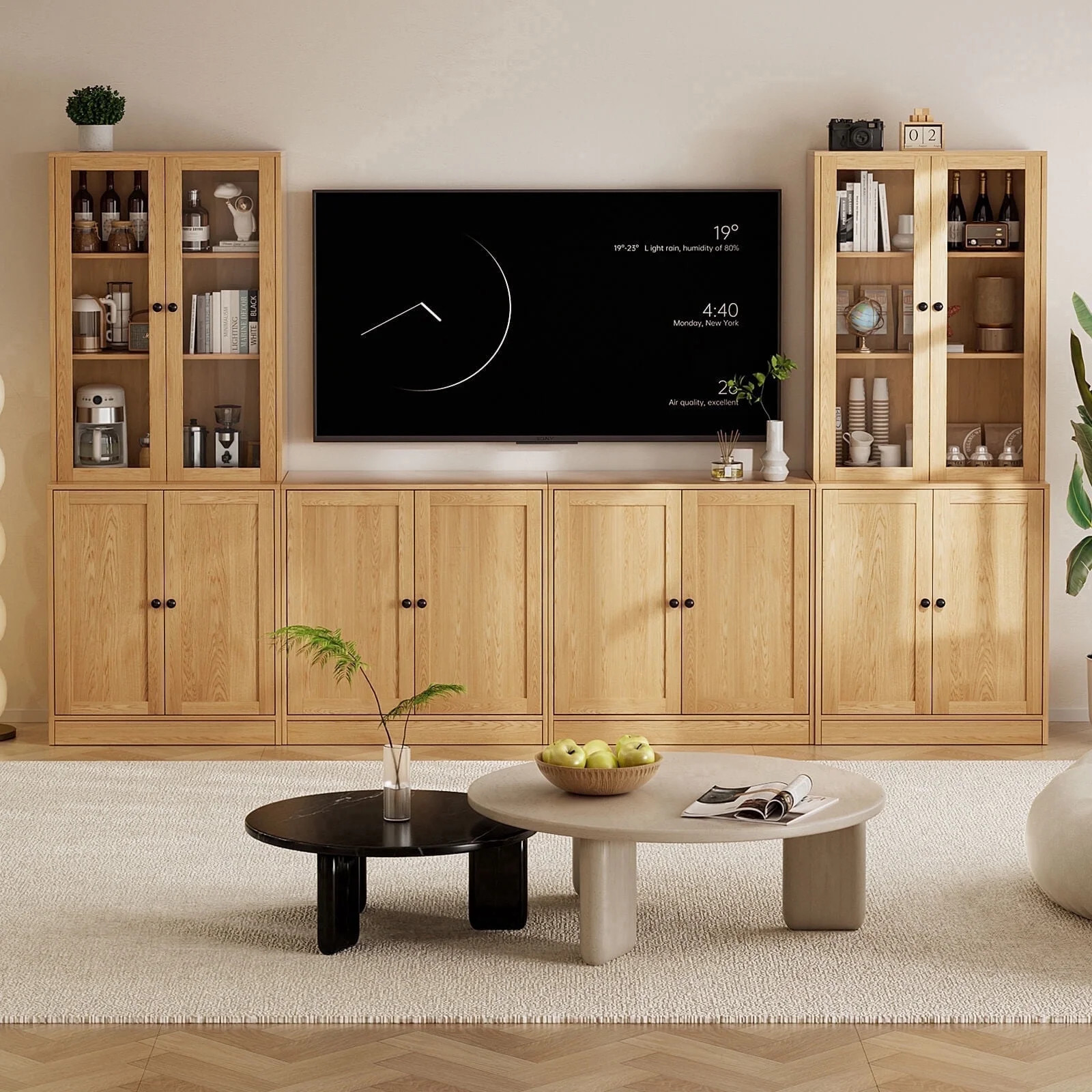 RichYa 4-Piece Entertainment Center with Bookshelves for TVs,TV Stand for TVs up to 60”,TV Stan... | Walmart (US)