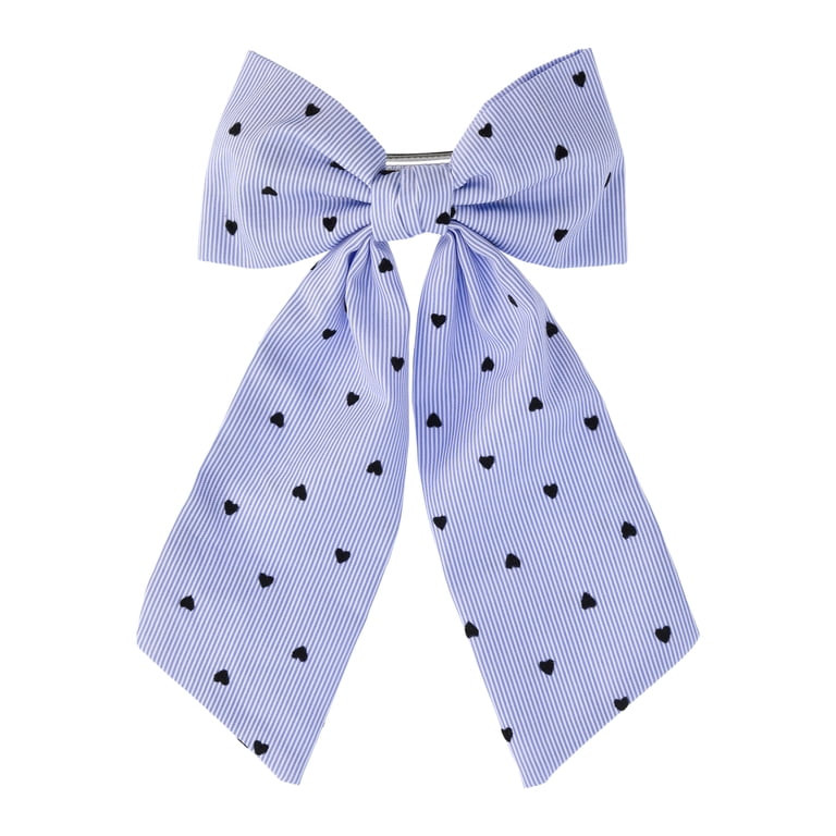 No Boundaries Large Heart Stripe Bow Barette Clip, Women's | Walmart (US)