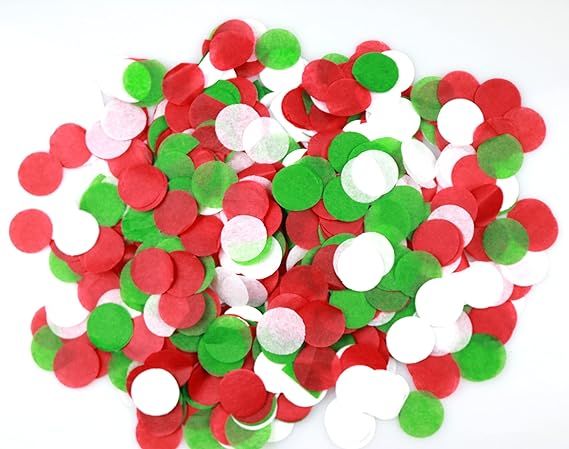 1Inch Circle Dots Table Confetti Decoration,Red Green White Confetti for Filling Balloons for Chr... | Amazon (US)
