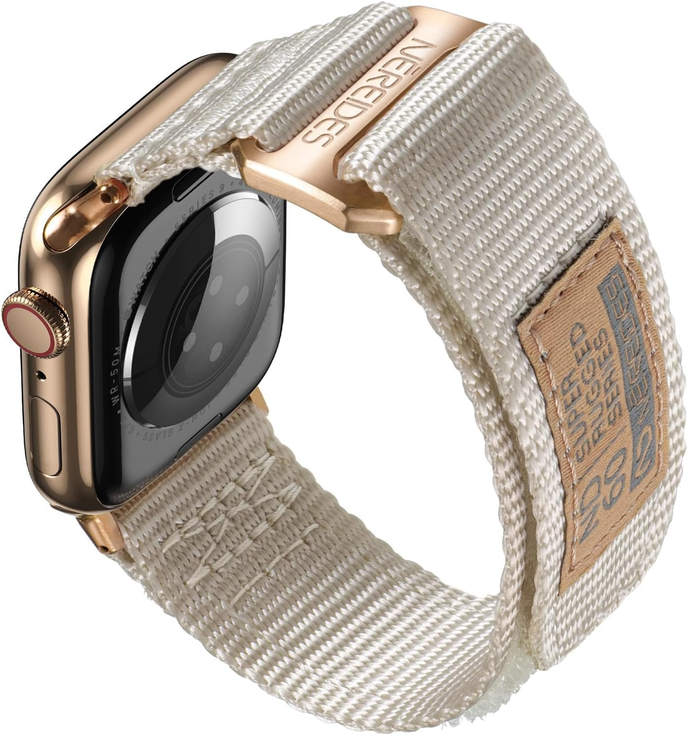 NEREIDES Nylon Band Compatible with Apple Watch Band 42mm 41mm 40mm 38mm, Rugged Sport Replacement Strap with Rose Gold Hardware for Women, Breathable Hook and Loop Fits iWatch Series 11 10 9 8 7 6 5 4 SE | Amazon (US)