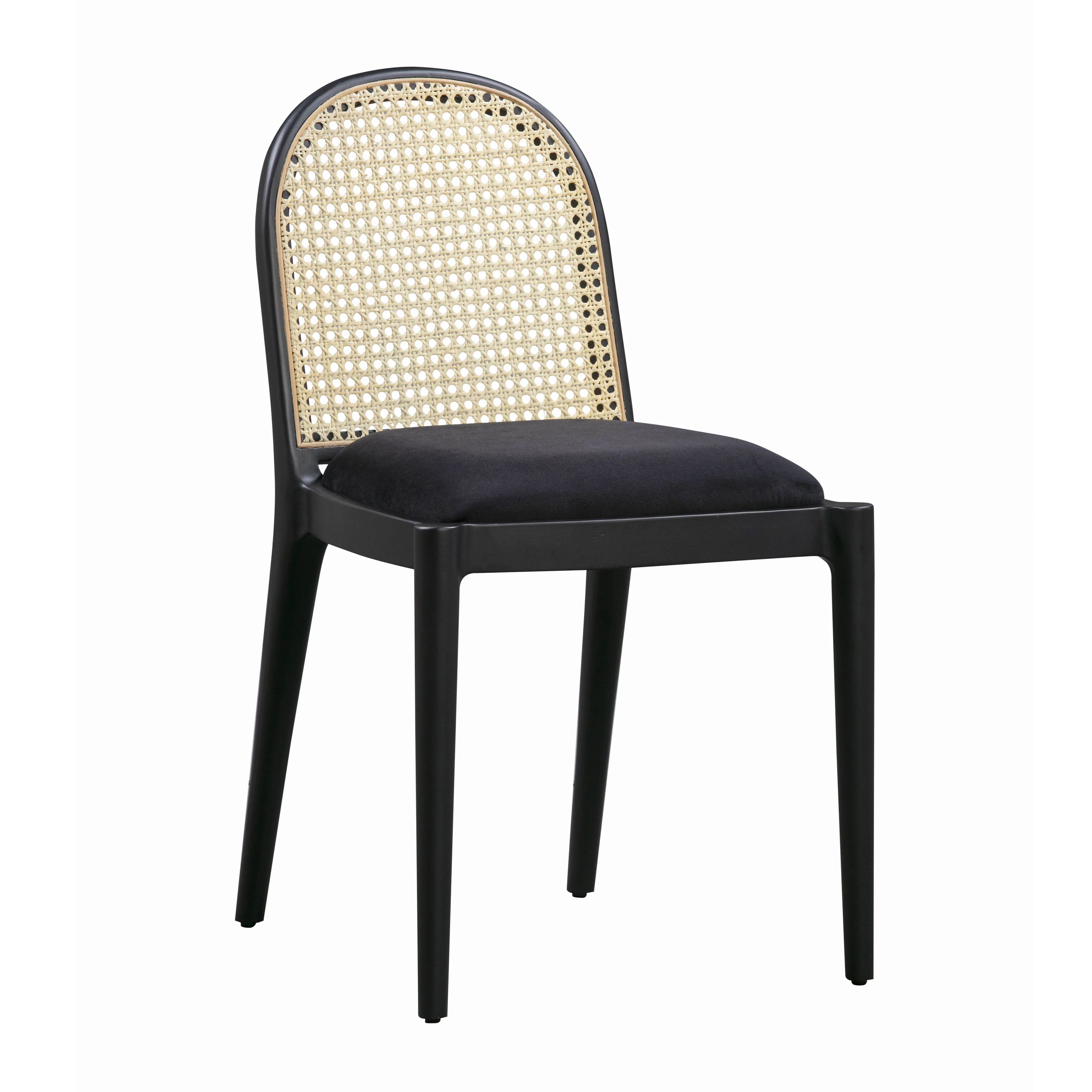 TOV Furniture Kora Black Upholstered Velvet Dining Chair With Woven Cane Back - Walmart.com | Walmart (US)