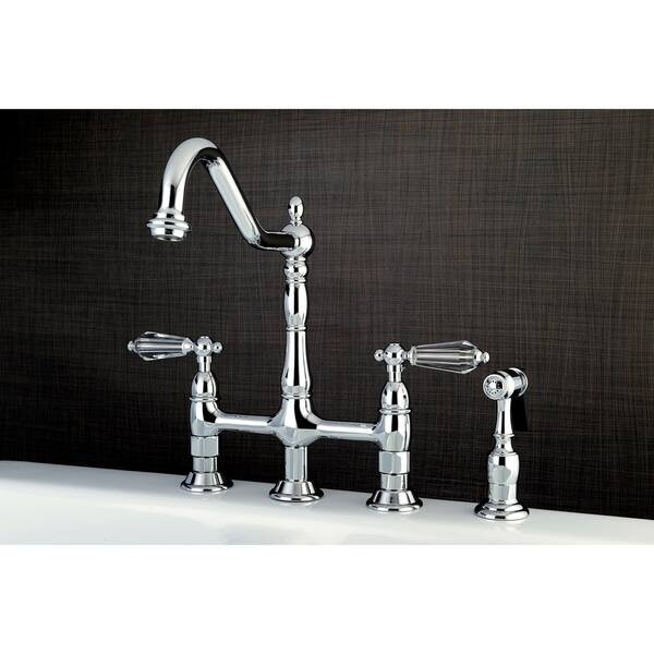 Wilshire Bridge Kitchen Faucet with Brass Sprayer - Overstock - 30897422 | Bed Bath & Beyond