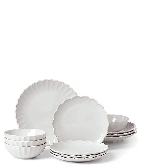 French Perle Scallop 12-Piece Dinnerware Set | Dillards