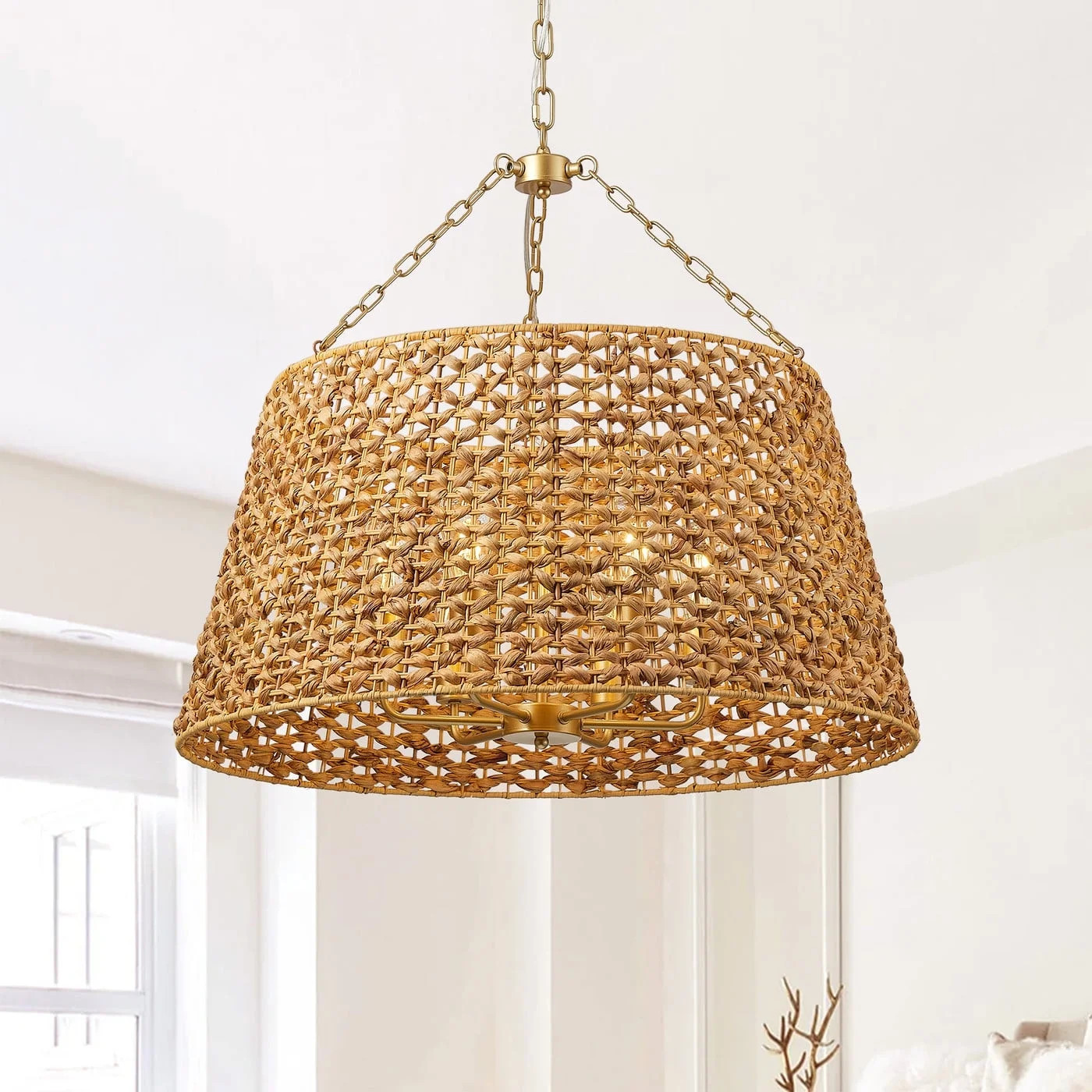 Modern Caged Pendant Light, 6-Light Industrial Minimalist Handwoven Boho Chandelier for Living Ro... | Walmart (US)