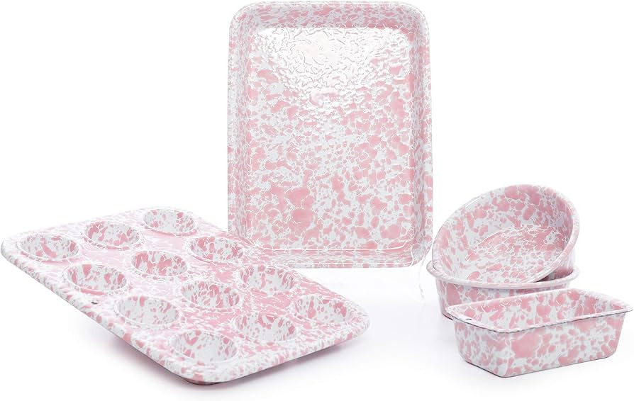 Enamelware Children's First Bake Set, 5 piece, Pink/White Splatter | Amazon (US)
