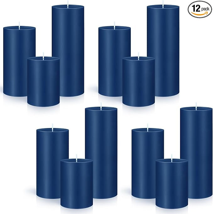 Sumind Set of 12 Pillar Candles Bulk 3"x 4", 6", 8" Dripless Unscented Poured Candles Long Clean ... | Amazon (US)