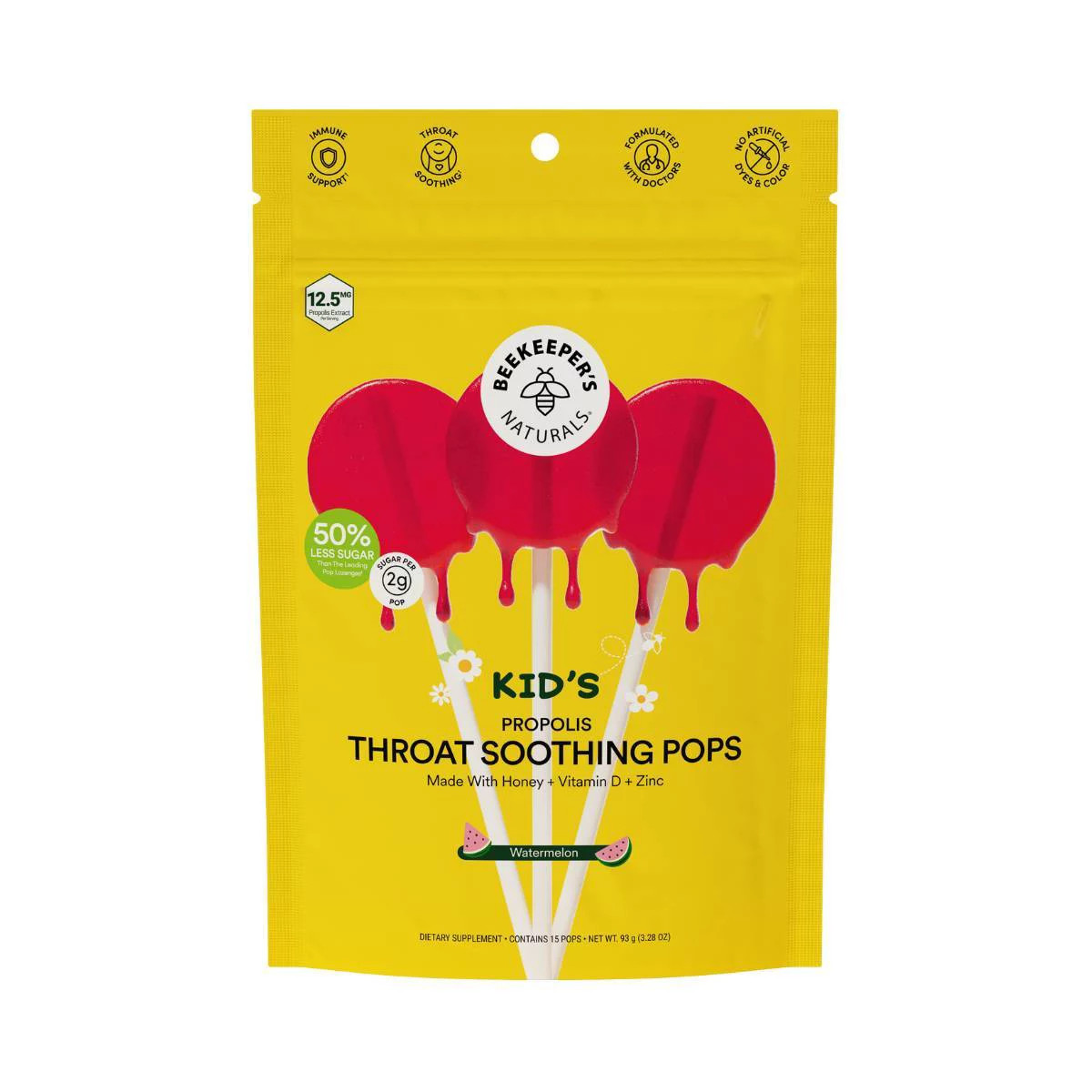 Beekeepers Naturals Kids' Propolis Immune Support Lollipops - Watermelon - 15ct | Target