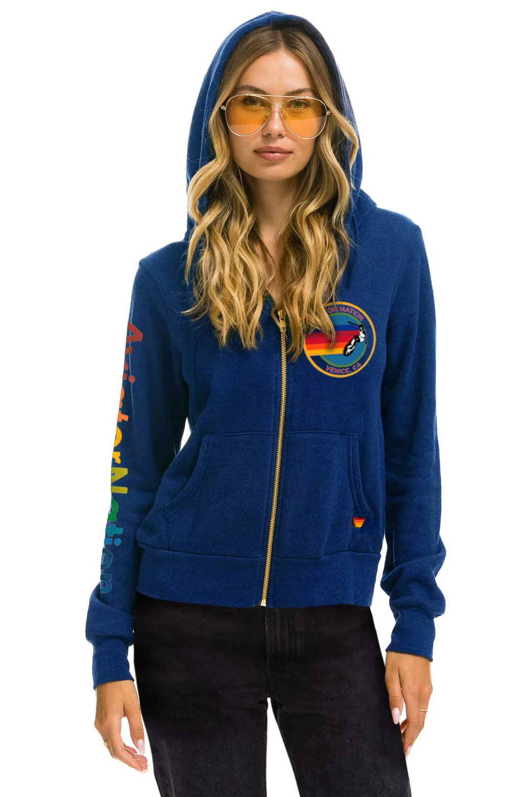 AVIATOR NATION ZIP HOODIE - ROYAL | Aviator Nation