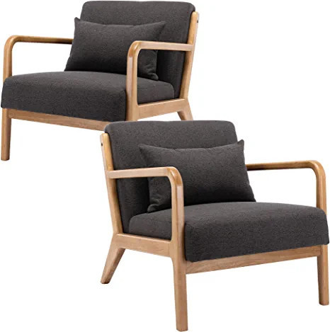 DM Furniture DM-Furniture Accent Chairs Set of 2 Midcentury Modern Lounge Chair Linen Upholstered... | Amazon (US)