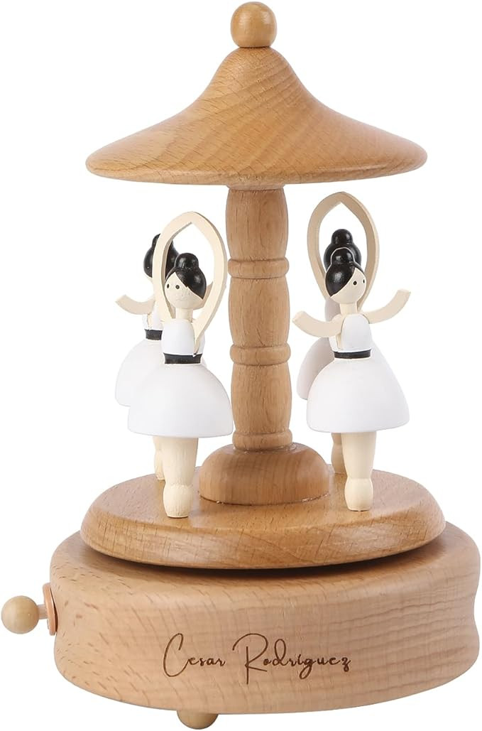 Personalized Wood Carousel Ballerina Music Box Customized Name Text Gift for Christmas Birthday G... | Amazon (US)
