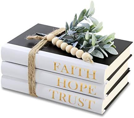 Decorative Hardcover Quote Books,Black and White Decoration Books, Farmhouse Stacked Books ,HOPE | F | Amazon (US)