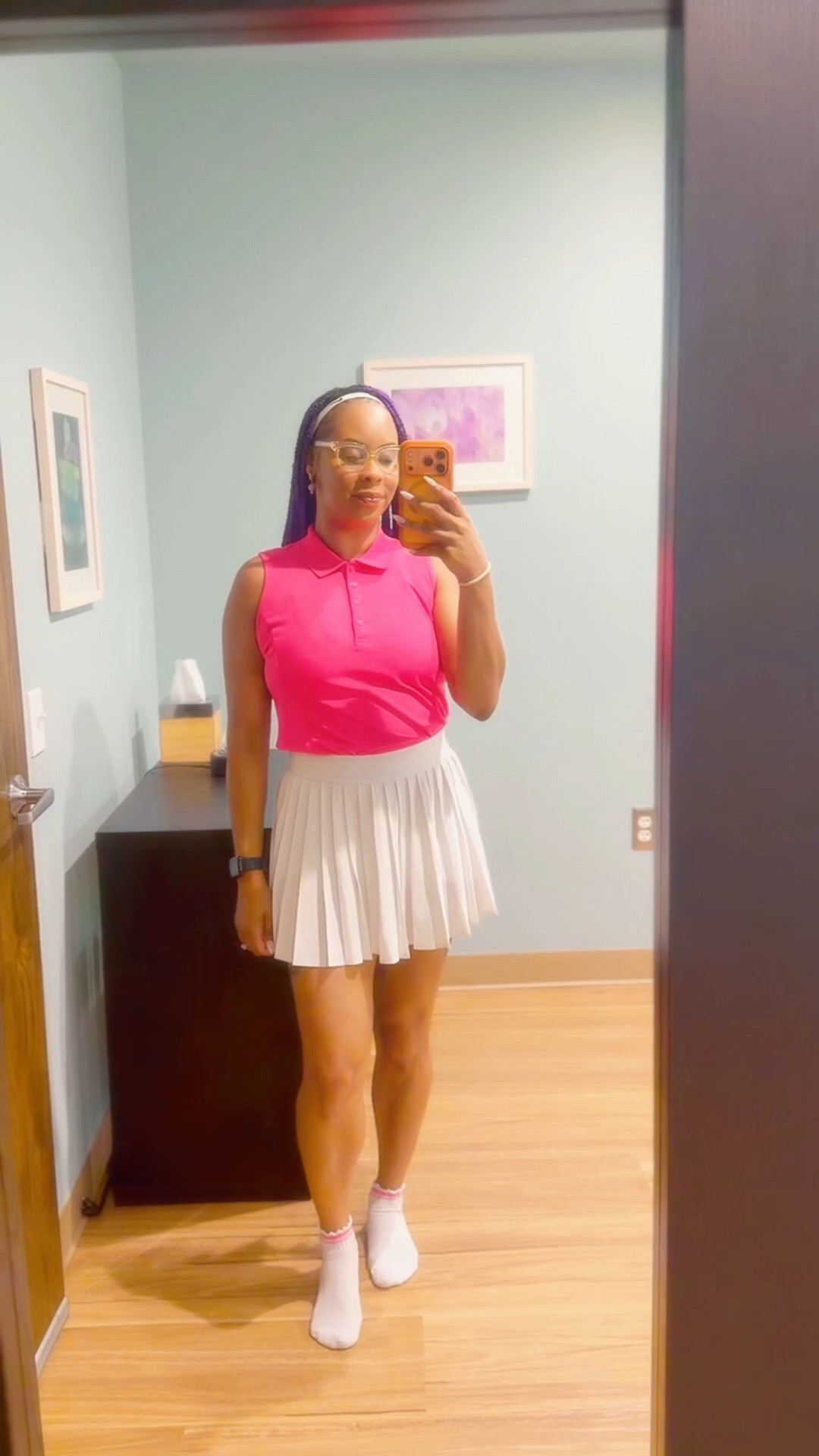 Pairing the hot pink sleeveless polo with the Tennis Pro micro skirt in white from @Aritzia. Note that the white colorway is currently sold out, but alternative colors are available via the links. Both top and bottom are worn in a size small. Super comfortable piece featuring functional pockets and an easy-to-clean fabric. Keeping it cute, comfy, and breathable for the shift! 🤍✨

#LTKfitnessgoals #LTKActive #LTKootd