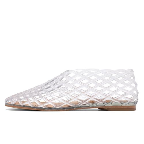 Molozoey Jelly Mesh Ballet Flats for Women，Closed Toe Adult Jelly Shoes Women，Comfortable Clear Flats Sandals for women CLEAR | Amazon (US)