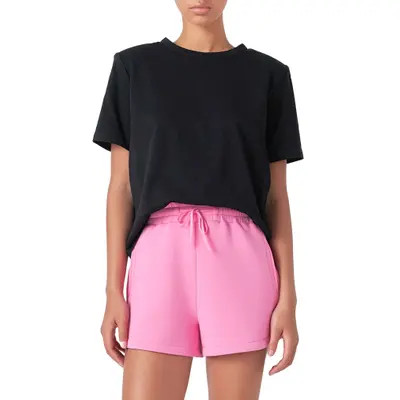 Grey Lab Power Shoulder Cotton T-Shirt in Black at Nordstrom, Size Medium | Nordstrom