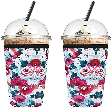 2 Pack Iced Coffee Sleeves, Reusable Neoprene Iced Coffee Cup Sleeves, Insulator Sleeve for Bever... | Amazon (US)