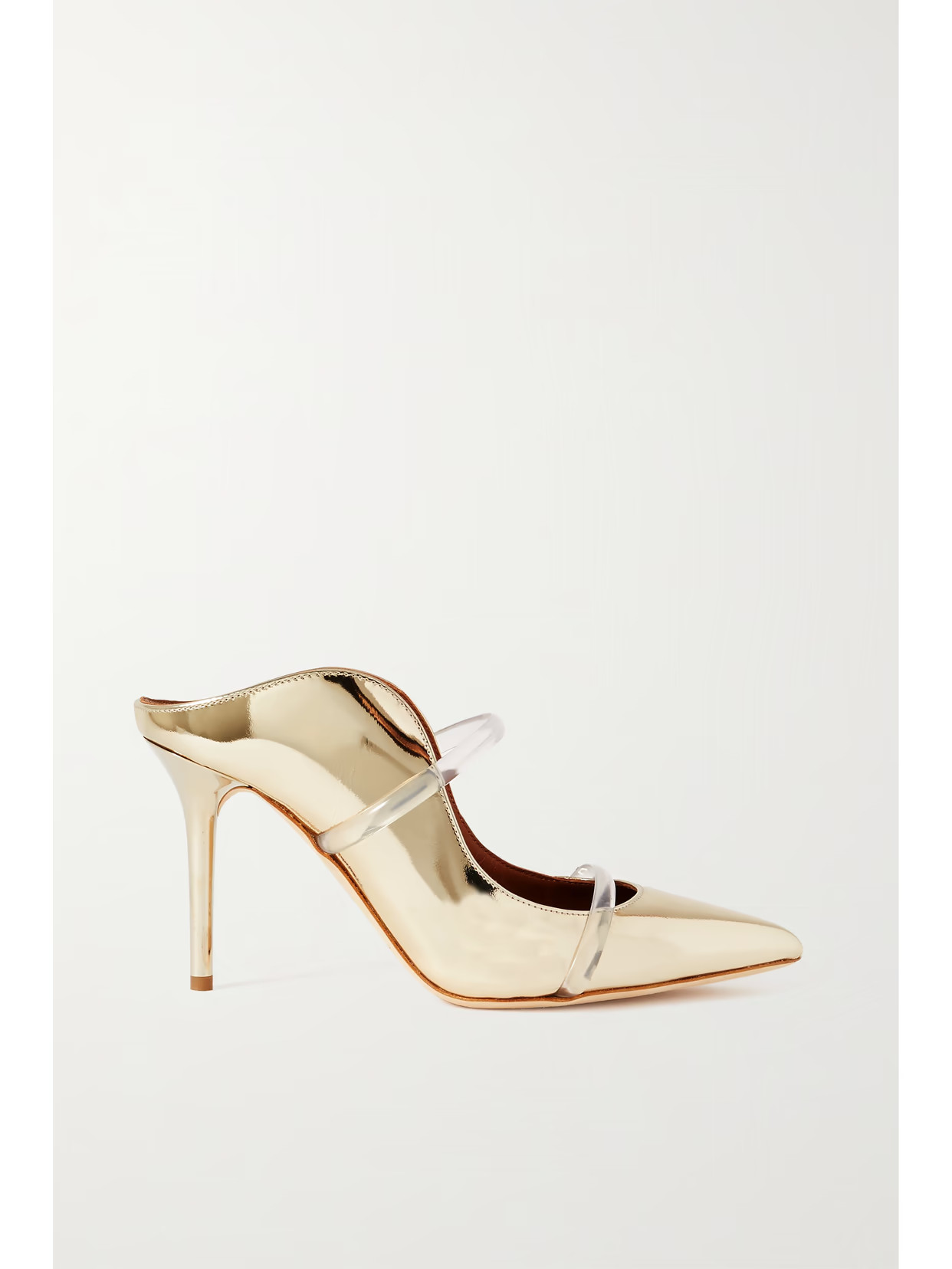 Malone Souliers - Maureen 85 Pvc-trimmed Metallic Patent-leather Mules - Gold | NET-A-PORTER (US)