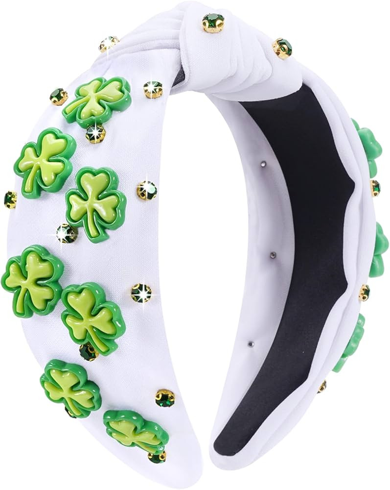 St Patrick's Day Headbands for Women, Green Shamrock Headbands with Rhinestone | Amazon (US)