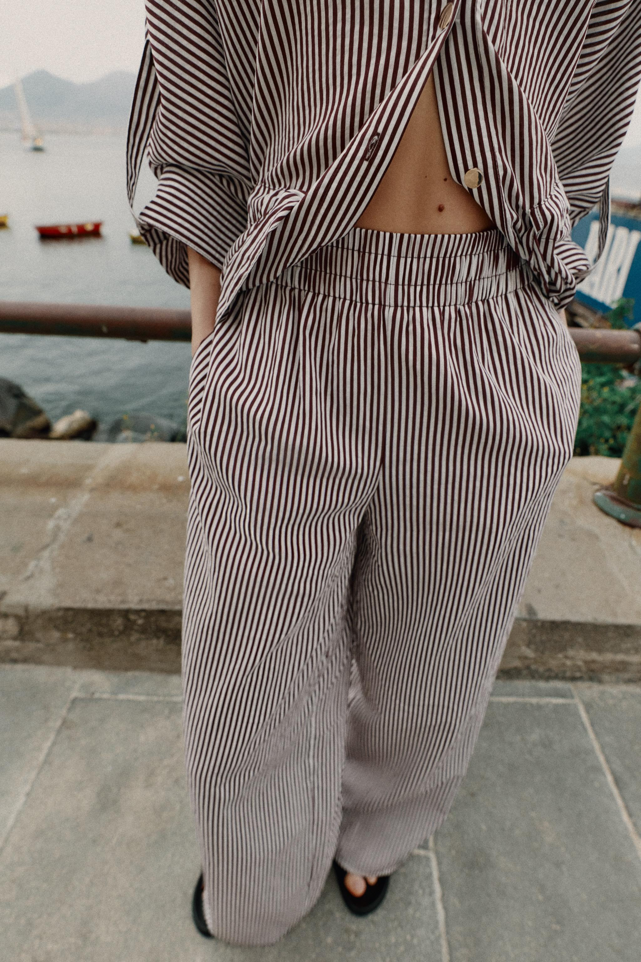 STRIPED WIDE-LEG TROUSERS | Zara UK
