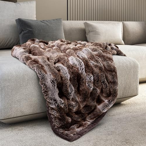 Mon Chateau 60" x 70" Reverie Faux Fur Throw, Reversible Soft Blanket for Queen-Size Bed, Couch, ... | Amazon (US)