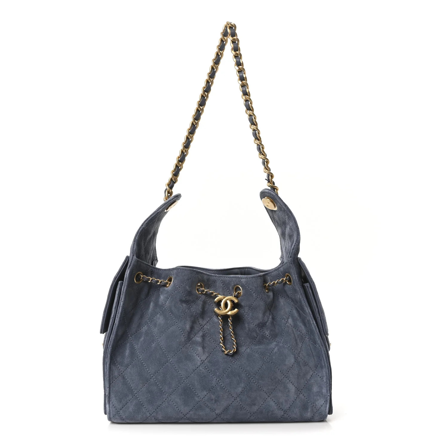 Suede Quilted Small Chanel 25 Handbag Blue | FASHIONPHILE (US)