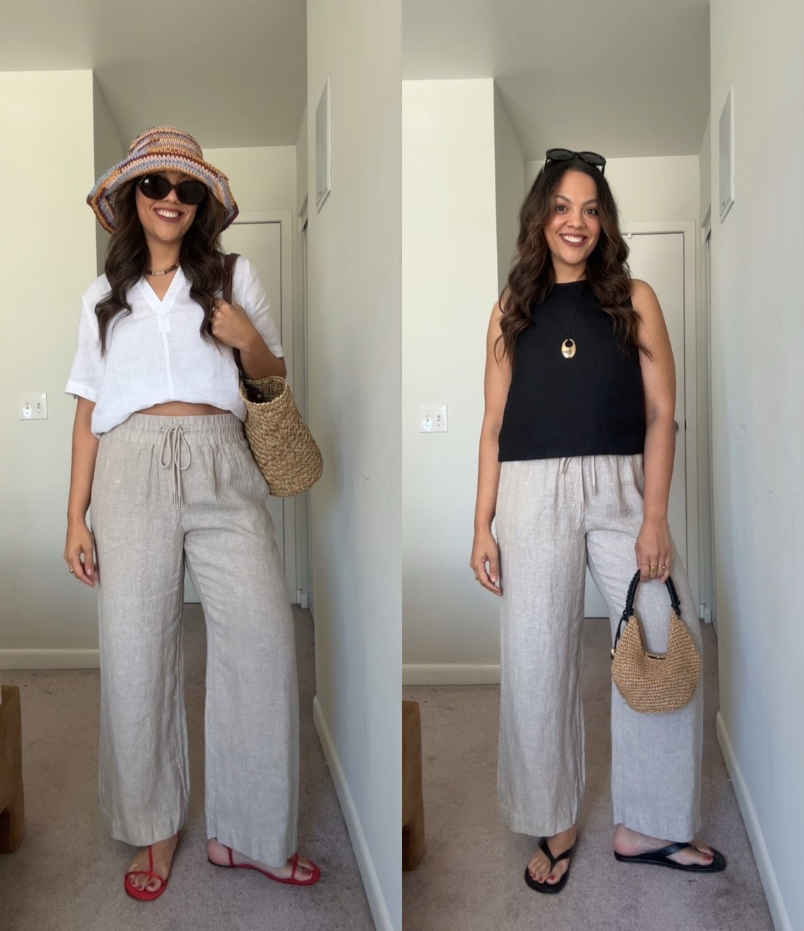 Trying on some @Quince linen pants for summer! Which of the 2 outfits is your favourite? #QuincePartner 

-I have a medium in the tops, and a large on the pants.

#LTKcanada #LTKsummer #LTKstyletip