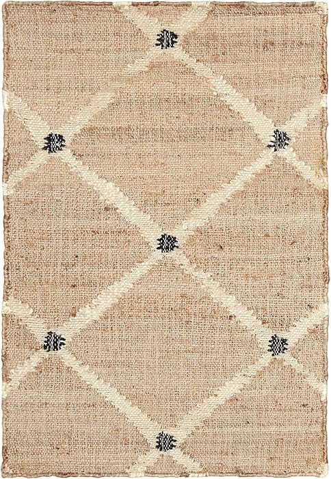 Dash and Albert Kali Area Rug - 2' x 3' Natural - Neutral Diamond Pattern Handwoven Jute Accent R... | Amazon (US)