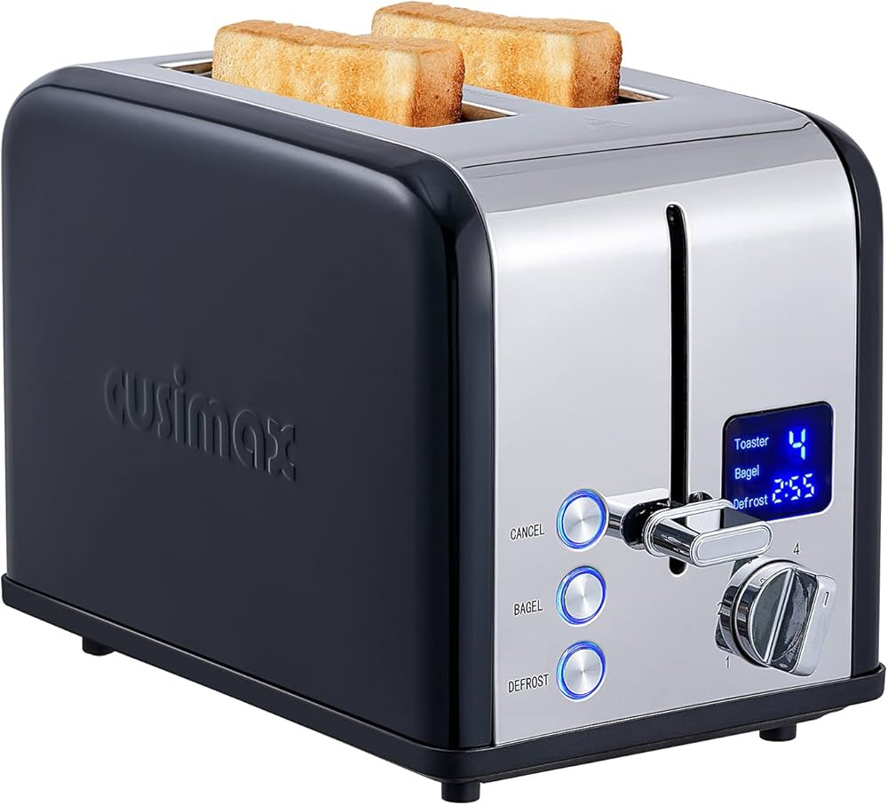 Toaster 2 Slice, CUSIMAX Stainless Steel Toaster with Large LED Display, Bread Toaster 1.5'' Extr... | Amazon (US)