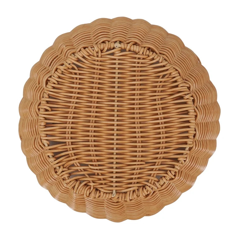 Scalloped Decorative Basket, Tan, 12" x 10", by My Texas House | Walmart (US)