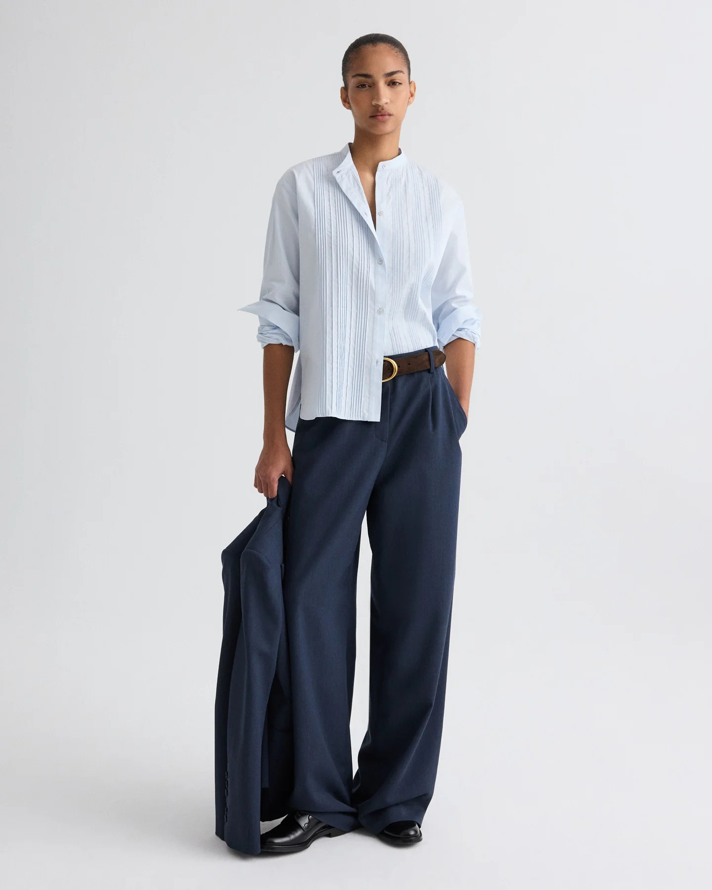 Hudson St. Pant in Denim Look Suiting | TWP